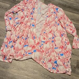 Lularoe flamingo print Caroline cardigan 2XL